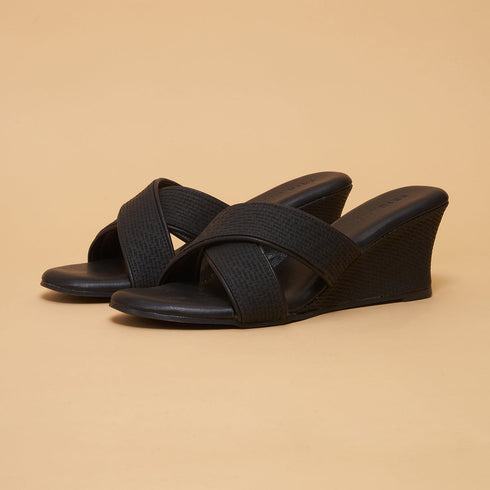 Joliee Cross-Straps Woven Wedges