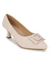 Cream Block Pumps Heels Sandals for Women