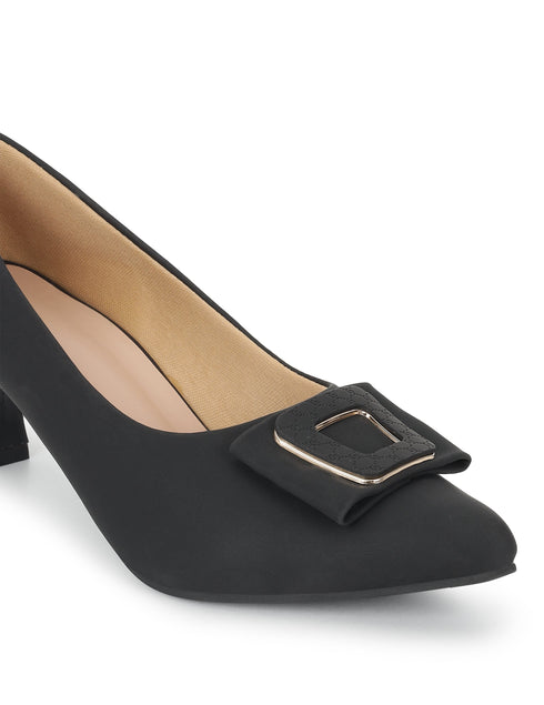 Black Block Pumps Heels Sandals for Women
