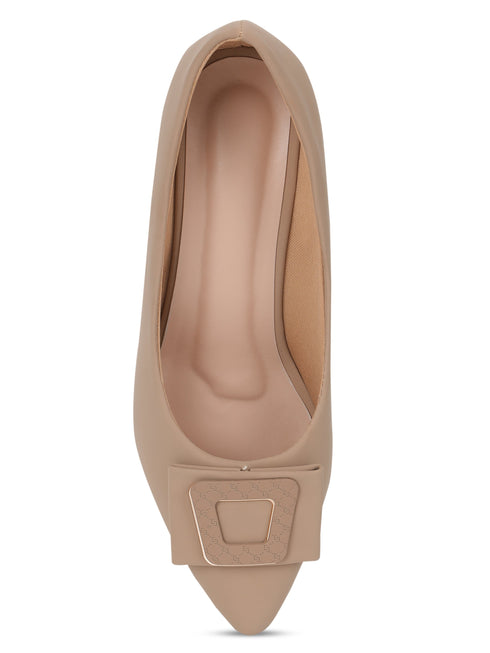 Taupe Block Pumps Heels for Women