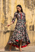 Women Black & Beige Floral A-Line Maxi Dress