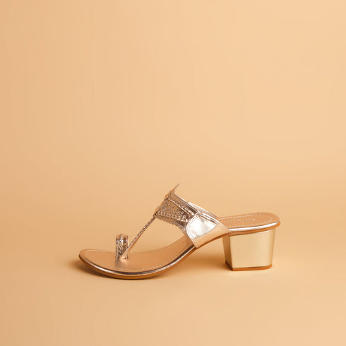 Liza Metallic Kolhapuri Heels