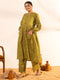 Olive Cotton Printed Gathered Maternity Kurta Set