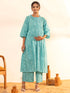 Sea Green Cotton Floral Printed Maternity Kurta with Palazzo
