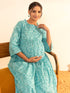 Sea Green Cotton Floral Printed Maternity Kurta with Palazzo