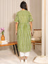 Green Cotton Block Printed Gathered Maternity Kurta