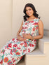 Women's Cream Pure Cotton Floral Printed A-line Maternity Kurta Set