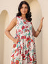 Women's Cream Pure Cotton Floral Printed A-line Maternity Kurta Set