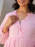Janasya Women's Light Pink Dobby Pure Cotton Self Design A-line Maternity Kurta Pant Set