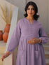 Lavender Dobby Pure Cotton Self Design A-line Maternity Kurta Pant Set