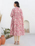 Mauve Pure Cotton Floral Printed Gathered Maternity Kurta