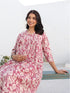 Mauve Pure Cotton Floral Printed Gathered Maternity Kurta
