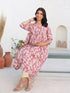Mauve Pure Cotton Floral Printed Gathered Maternity Kurta
