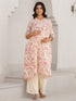 Cream Pure Cotton Floral Printed A-line Maternity Kurta