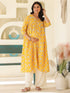 Yellow Pure Cotton Floral Printed Empire Maternity Kurta