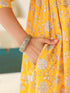Yellow Pure Cotton Floral Printed Empire Maternity Kurta