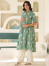 Sage Green Pure Cotton Floral Printed A-line Maternity Kurta