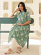 Sage Green Pure Cotton Floral Printed A-line Maternity Kurta