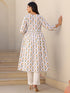 White Pure Cotton Floral Printed A-line Maternity Kurta
