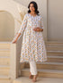 White Pure Cotton Floral Printed A-line Maternity Kurta