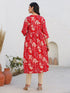 Red Pure Cotton Floral Printed A-line Maternity Kurta