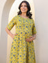 Lime Yellow Pure Cotton Floral Printed A-line Maternity Kurta Pant Set