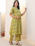 Lime Yellow Pure Cotton Floral Printed A-line Maternity Kurta Pant Set