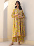 Mustard Pure Cotton Floral Printed A-line Maternity Kurta Pant Set