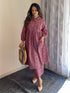 Magenta Pure Cotton Ethnic Motifs A-line Maternity Kurta Set