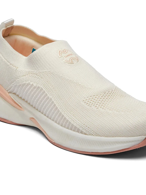 MADRA Off White Women's Walking Shoes