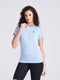 Women's Blue Self Design Round Neck T-Shirt