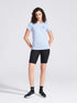 Women's Blue Self Design Round Neck T-Shirt