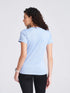Women's Blue Self Design Round Neck T-Shirt
