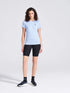 Women's Blue Self Design Round Neck T-Shirt