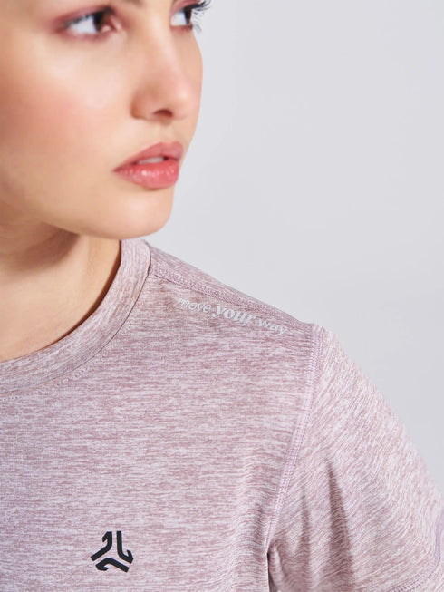 Women's Mauve Self Design Round Neck T-Shirt