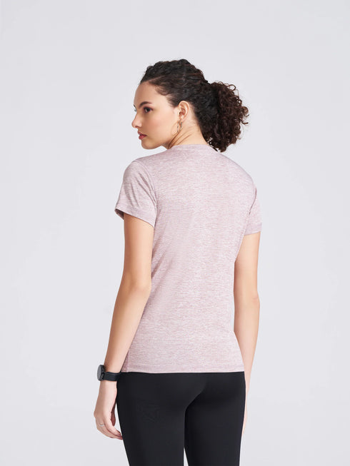 Women's Mauve Self Design Round Neck T-Shirt