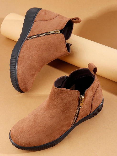 Women's Comfort Zipper Ankle Bootie Casual Everyday Low-Cut Boot