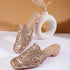 Women's Metallic Woven Slip-On Mule Intricate Pattern Low Heel