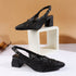 Women's Woven Textured Slingback Pump Pointed Toe Block Heel