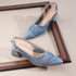 Women's Woven Textured Slingback Pump Pointed Toe Block Heel