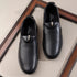 Men's Comfort Casual Slip-On Shoe with Leather Textured Elastic Detail