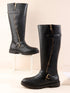 Women's Tall Zipper Accent Riding Boot Buckled Knee-High Fashion Footwear