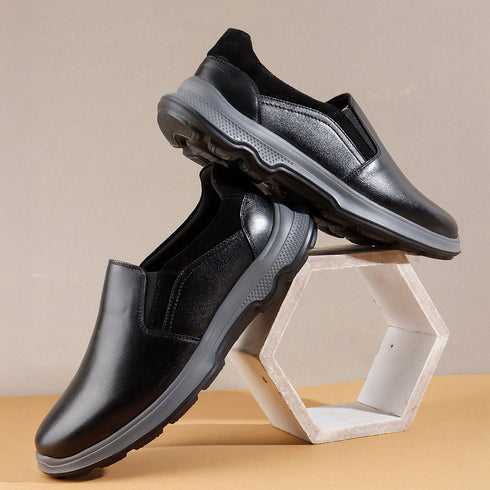 Men's Easy Slip-On Leather Casual Shoe with Lightweight Comfort Sole