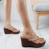 Women's Metallic Thong Wedge Sandals