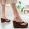 Women's Metallic Thong Wedge Sandals