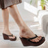 Women's Metallic Thong Wedge Sandals