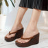 Women's Metallic Thong Wedge Sandals