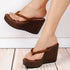 Women's Metallic Thong Wedge Sandals