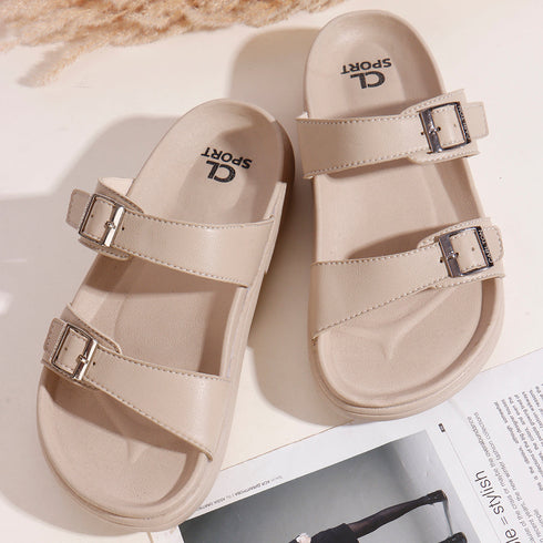 Women's Double Buckle Slide Comfort Sandals