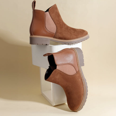 Women's Solid Suede Slip-On Chelsea Boots